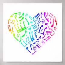 Vivid Rainbow-Muzieknoten Harde Poster
