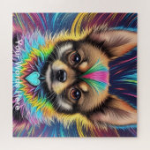 Vivid Rainbow Neon Psychedelische Natuur & Wildlif Legpuzzel (Horizontaal)