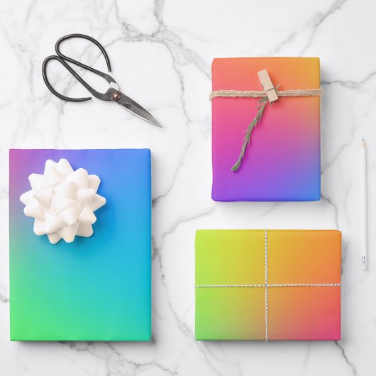 Vivid Rainbow Ombre Birthday Party Inpakpapier Vel (Voorkant)