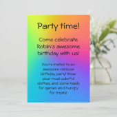 Vivid Rainbow Ombre Birthday Party Invitation (Staand voorkant)