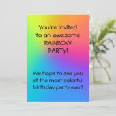 Vivid Rainbow Ombre Birthday Party Kaart (Staand voorkant)