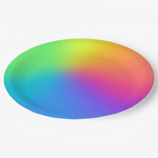 Vivid Rainbow Ombre Birthday Party Papieren Bordje (Gekanteld)