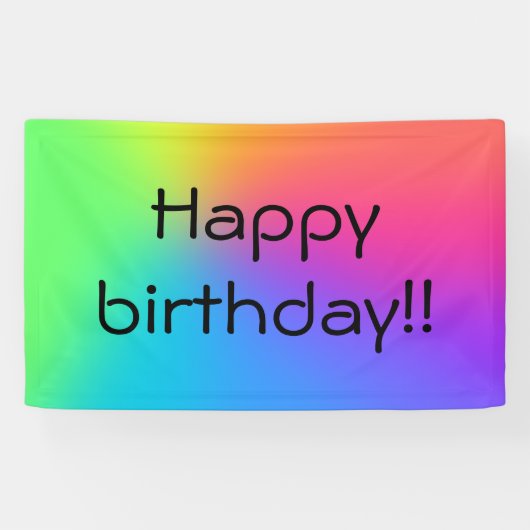 Vivid Rainbow Ombre Birthday Party Spandoek (Horizontaal)