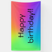 Vivid Rainbow Ombre Birthday Party Spandoek (Verticaal)