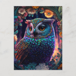Vivid Rainbow Owl Art Briefkaart