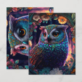 Vivid Rainbow Owl Art Briefkaart (Voorkant / Achterkant)