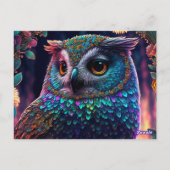 Vivid Rainbow Owl Art Briefkaart (Achterkant)