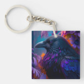 Vivid Rainbow Raven Art Sleutelhanger (Voorkant)