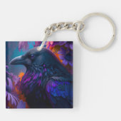 Vivid Rainbow Raven Art Sleutelhanger (Achterkant)