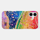 Vivid Rainbow Swirl with Initials iPhone Hoesje (Achterkant horizontaal)