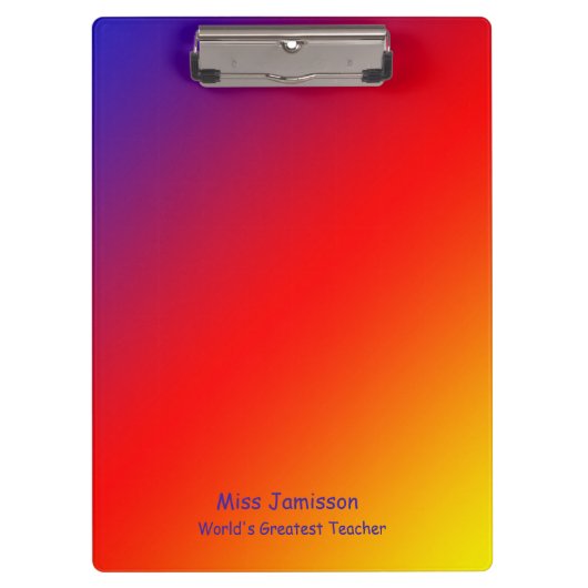 Vivid Rainbow Worlds Greatest Teacher 2 LInes Text Klembord (Voorkant)