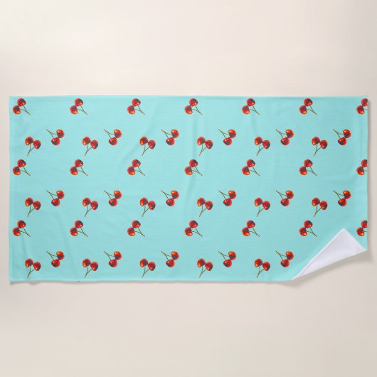 Vivid Red Cherry Pattern Strandlaken