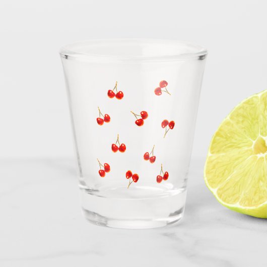 Vivid Red Cherry Shot Glas (Voorkant)