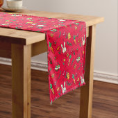 Vivid Red Easter Pattern Table Runner Korte Tafelloper (Voorbeeld)