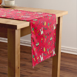 Vivid Red Easter Pattern Table Runner Korte Tafelloper
