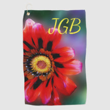 Vivid Red Flower Gazania Monogrammen