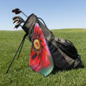 Vivid Red Flower Gazania Monogrammen Golfhanddoek (Groen)