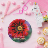 Vivid Red Flower Gazania Vibration of Life Paper Papieren Bordje (Feest)