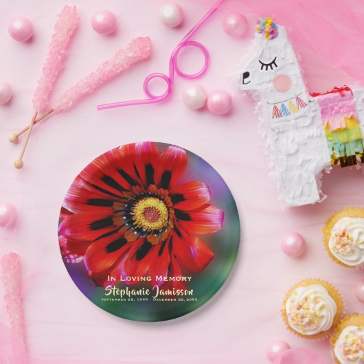 Vivid Red Flower Gazania Vibration of Life Paper Papieren Bordje (Feest)