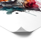 Vivid Red Fox Waterverf Splash Wall Art Poster (Hoek)