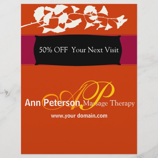 Vivid Red  Gingko Bold Monogram Flyer (Achterkant)