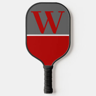 Vivid Red & Grey College Team Kleuren Monogram Pickleball Paddle