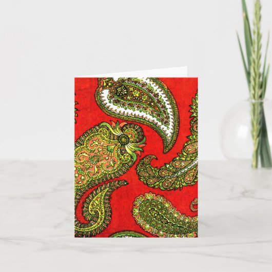 Vivid Red Paisley Note-kaarten Kaart (Voorkant)