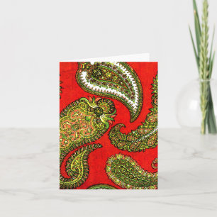Vivid Red Paisley Note-kaarten Kaart