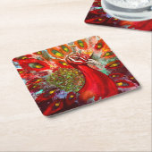 Vivid Red Peacock Onderzetters (Schuin)