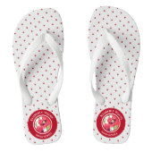 Vivid Red Poppies Floral Circle Polka Dots Teenslippers (Voetbed)