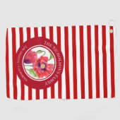 Vivid Red Poppies Floral Circle White Stripes Kitc Golfhanddoek (Horizontaal)