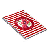 Vivid Red Poppies Floral Circle White Stripes Notitieboek (Rechterzijde)