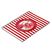 Vivid Red Poppies Floral Circle White Stripes Notitieboek (Linkerzijde)
