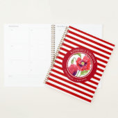 Vivid Red Poppies Floral Circle White Stripes Planner (Display)