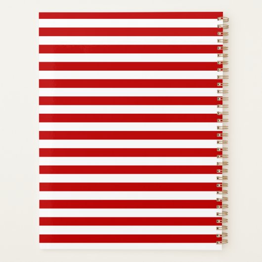 Vivid Red Poppies Floral Circle White Stripes Planner (Achterkant)