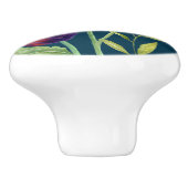 Vivid Red Poppies Floral Waterverf Dark Turquoise Keramische Knop (Zijkant)