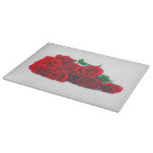 Vivid Red Roses Glass Cutting Board Snijplank (Hoek)