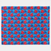 Vivid Red Roses op blauwe achtergrond Fleece Deken (Voorkant (Horizontaal))
