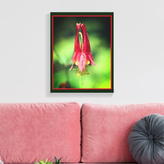 Vivid Red Wild Columbine Flower Canvas Afdruk (Insitu (Woonkamer))