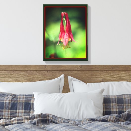 Vivid Red Wild Columbine Flower Canvas Afdruk (Insitu (Slaapkamer))