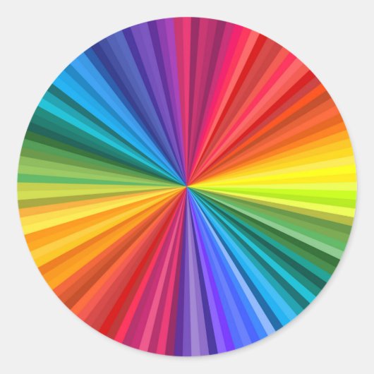 Vivid regenboogkleurig zwoegijzer dat zich naar de ronde sticker (Voorkant)