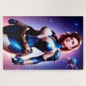 Vivid Retro 50's Vrouw Sci Fi Space Ranger Legpuzzel (Horizontaal)