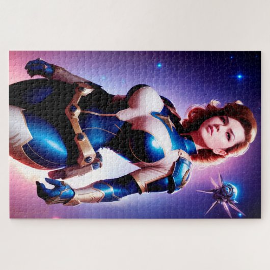 Vivid Retro 50's Vrouw Sci Fi Space Ranger Legpuzzel (Horizontaal)