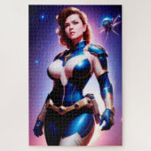 Vivid Retro 50's Vrouw Sci Fi Space Ranger Legpuzzel (Verticaal)
