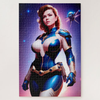 Vivid Retro 50's Vrouw Sci Fi Space Ranger Legpuzzel