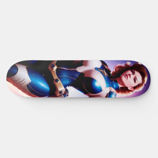 Vivid Retro 50's Vrouw Sci Fi Space Ranger Persoonlijk Skateboard (Horizontaal)