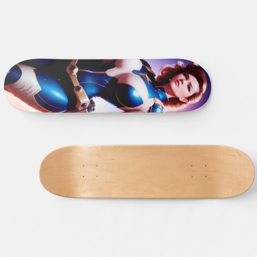 Vivid Retro 50's Vrouw Sci Fi Space Ranger Persoonlijk Skateboard (Horizontaal)