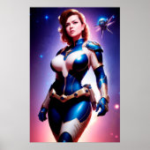 Vivid Retro 50's Vrouw Sci Fi Space Ranger Poster (Voorkant)
