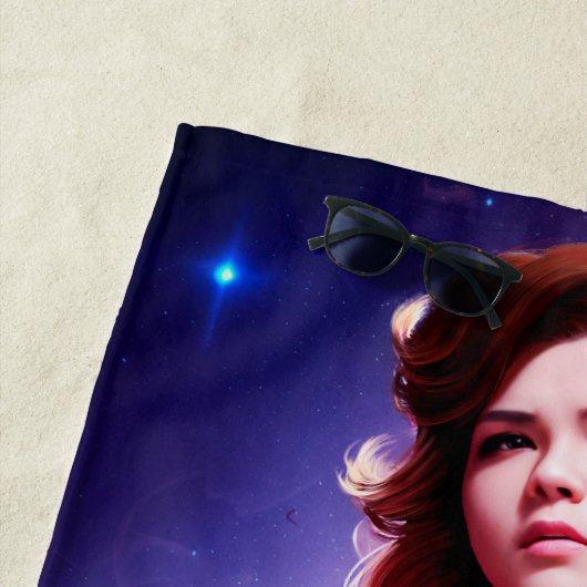 Vivid Retro 50's Vrouw Sci Fi Space Ranger Strandlaken (In situ)