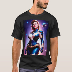 Vivid Retro 50's Vrouw Sci Fi Space Ranger T-shirt